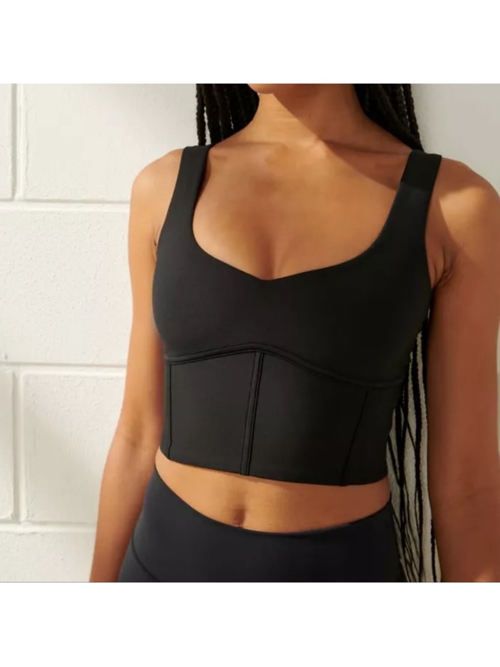 Women’s Abercrombie YPB sculptLUX Sweetheart Corset Slim Tank Black Size Small